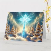 Carte Paysage paradisiaque de Noël avec Croix Sainte (Fleur jaune)