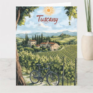 Carte Paysage toscan avec vignobles et une bicyclette