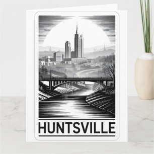 Carte Paysage urbain de Huntsville Alabama en noir et bl
