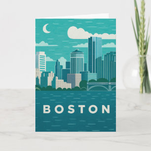 Carte Paysage urbain nocturne du Massachusetts   Ville d
