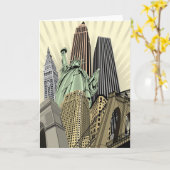 Carte Paysage urbain stylisé superbe NYC (Fleur jaune)