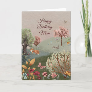 Carte Paysage vert du printemps Aquarelle Nom Anniversai