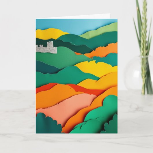 Carte Paysage vibrant de papier découpé (Devant)