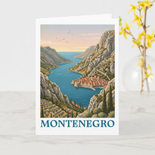 Carte Paysage vintage de la baie de Kotor au Monténégro 