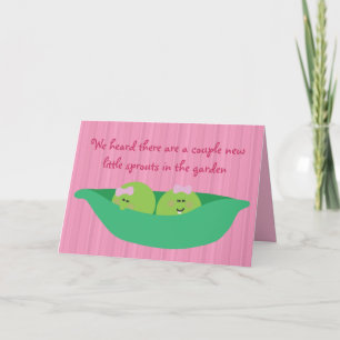 Carte Pea Pod Pals New Baby Girls Félicitations Card