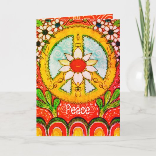 Carte Peace and Love Daisy Hippie Boho Salutation origin (Devant)