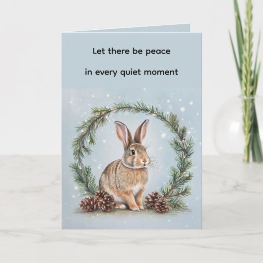 Carte Peace at Christmas Rabbit Folded Greeting Card (Devant)