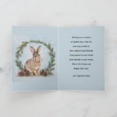 Carte Peace at Christmas Rabbit Folded Greeting Card (Intérieur)