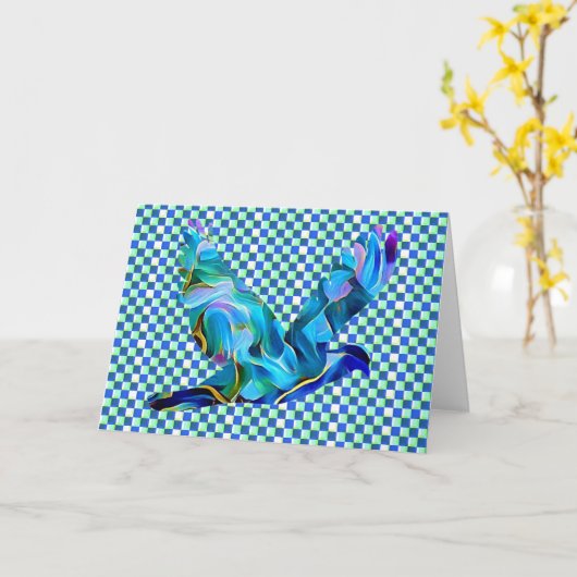 Carte Peace Dove On Checks Abstrait Art Note Card (Fleur jaune)