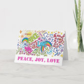 Carte Peace Joy Love Hippy Art, avec vos mots à l'intéri (Devant)