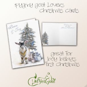 Carte Peace & Joy Pygmy Chèvre Baby Blue