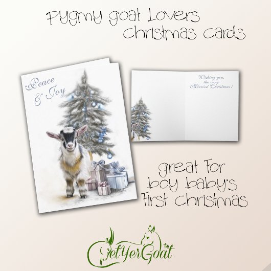 Carte Peace & Joy Pygmy Chèvre Baby Blue