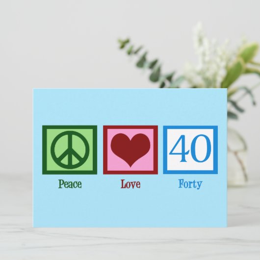Carte Peace Love 40 mignon 40e anniversaire (Debout devant)