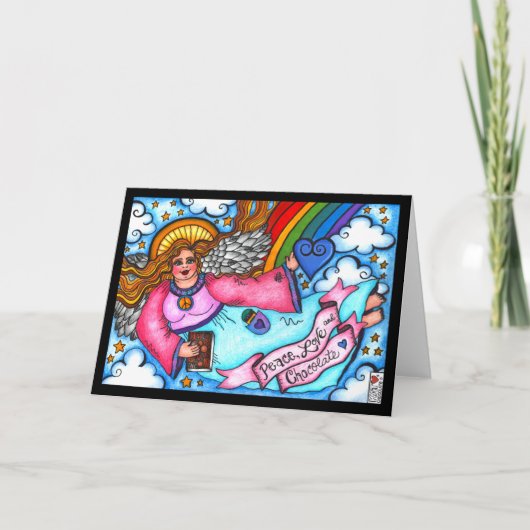 Carte Peace Love and Chocolate Blonde Angel Card (Devant)