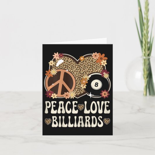 Carte Peace Love Billiards Lover Empreinte de léopard Gi (Devant)