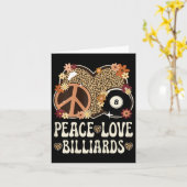 Carte Peace Love Billiards Lover Empreinte de léopard Gi (Fleur jaune)
