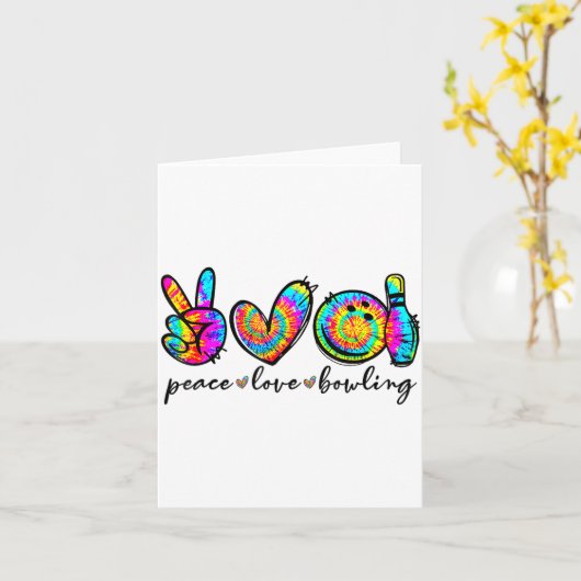 Carte Peace Love Bowling Tie Dye Funny Bowling Lovers  (Fleur jaune)