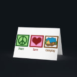 Carte Peace Love Camping<br><div class="desc">Sympa signe de paix,  coeur,  et une tente de camping à côté d'un feu de camp pour quelqu'un qui aime l'extérieur.</div>