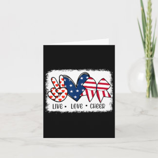 Carte Peace Love Cheer Usa Drapeau 4 juillet Cheerled