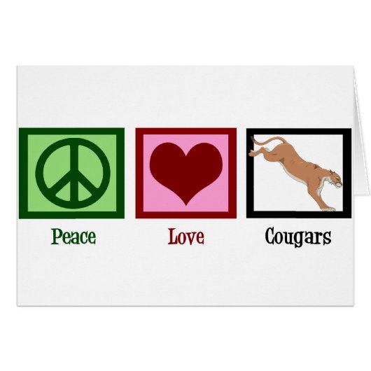 Carte Peace Love Cougars (Devant horizontal)