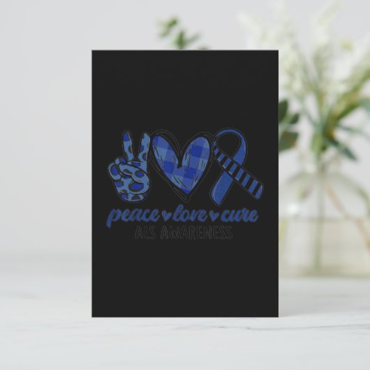 Carte Peace Love Cure ALS Awareness (Debout devant)