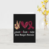 Carte Peace Love Cure Cerveau Aneurysme Bourgogne Ruban  (Fleur jaune)