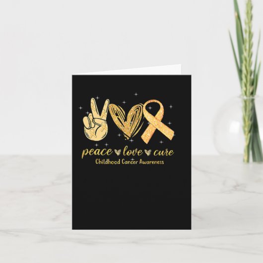 Carte Peace Love Cure Chilhood Cancer Awareness Gold Ri (Devant)