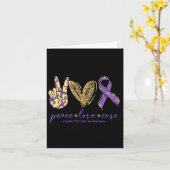 Carte Peace Love Cure Purple Ribbon Cystic Fibrosis (Fleur jaune)