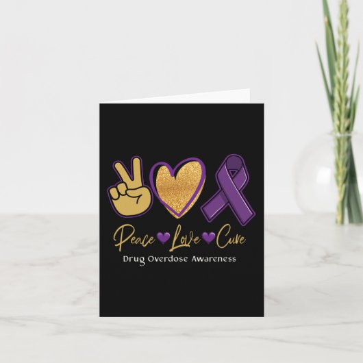 Carte Peace Love Cure Purple Toxicomanie Sensibilisation (Devant)
