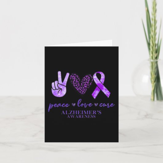 Carte Peace Love Cure Ribbon Leopard Alzheimer Cerveau A (Devant)