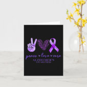 Carte Peace Love Cure Ribbon Leopard Alzheimer Cerveau A (Fleur jaune)