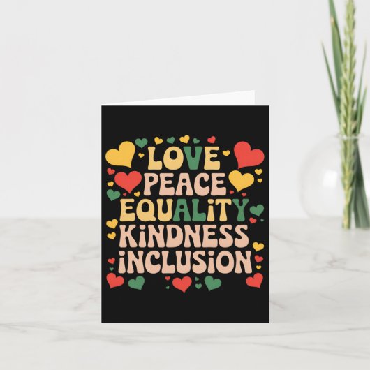 Carte Peace Love Diversity Inclusion Black History Mois (Devant)