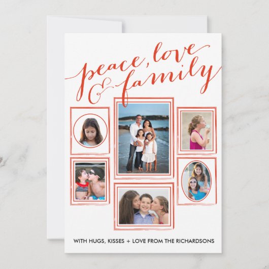 Carte Peace, Love & Family Red (Devant)