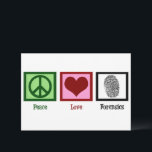 Carte Peace Love Forensics Department Forensic Lab Card<br><div class="desc">Si vous trouvez la science légale fascinante,  c'est la carte parfaite pour un scientifique légiste. Il comporte un signe de paix,  un coeur et une empreinte digitale pour un détective dans une enquête sur les lieux du crime. Cartes Peace Love Forensics.</div>