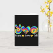 Carte Peace Love Golf Funny Tie Dye Golf Lovers  (Fleur jaune)