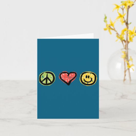 Carte Peace Love Hapness Insrational Hipe Gift  (Fleur jaune)