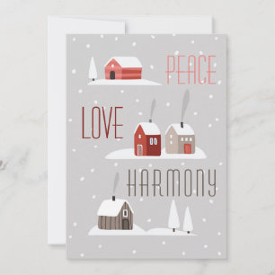 Carte Peace Love Harmony Retro Christmas Holiday Photo