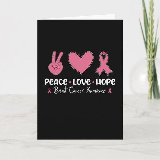 Carte Peace Love Hope Cancer du sein Sensibilisation Sur (Devant)