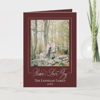 Carte Peace Love Joy Elegant Holiday Card