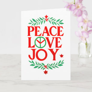 Carte Peace Love Joy Noël Festive Holiday