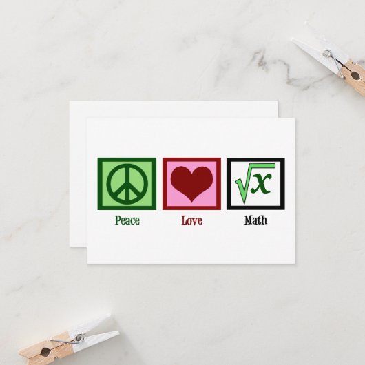 Carte Peace Love Math Enseignant Cute Algebra (Devant/Arrière en situation)