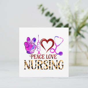 Carte Peace Love Nursing - Cute Nurse Design