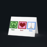 Carte Peace Love Paris<br><div class="desc">Ce joli cadeau parisien conviendra à ceux qui aiment visiter la tour Eiffel en France. L'Europe est si belle. Peace Love Paris fait un cadeau mignon.</div>