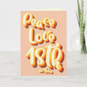 Carte Peace Love Peach Retro Super 18e Joyeux anniversai (Devant)