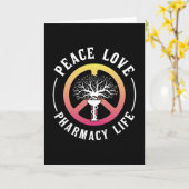 Carte Peace Love Pharmacie Technicien de la vie Pharmaci (Fleur jaune)