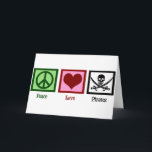 Carte Peace Love Pirates<br><div class="desc">Que vous soyez en faveur de votre équipe de maison Les Pirates ou que vous aimiez vraiment les pirates de la mer,  c'est un grand cadeau.</div>