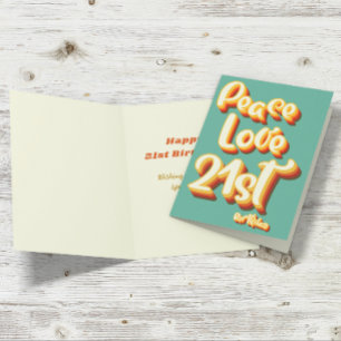 Carte Peace Love Retro Super Sunset 21e Joyeux anniversa