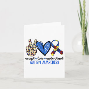 Carte Peace Love Ribbon Sensibilisation sur l'autisme Ac