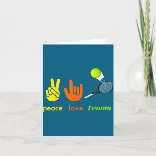 Carte Peace Love Tennis Funny Tennis Lovers Hand Sign De (Devant)