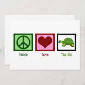 Carte Peace Love Turtles mignonne Turtle Card (Devant / Derrière)